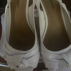 City Classified White Platform Wedge Sandals